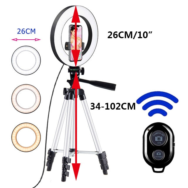 Selfie Ring Light - Bluetooth Remote & Tripod Holder