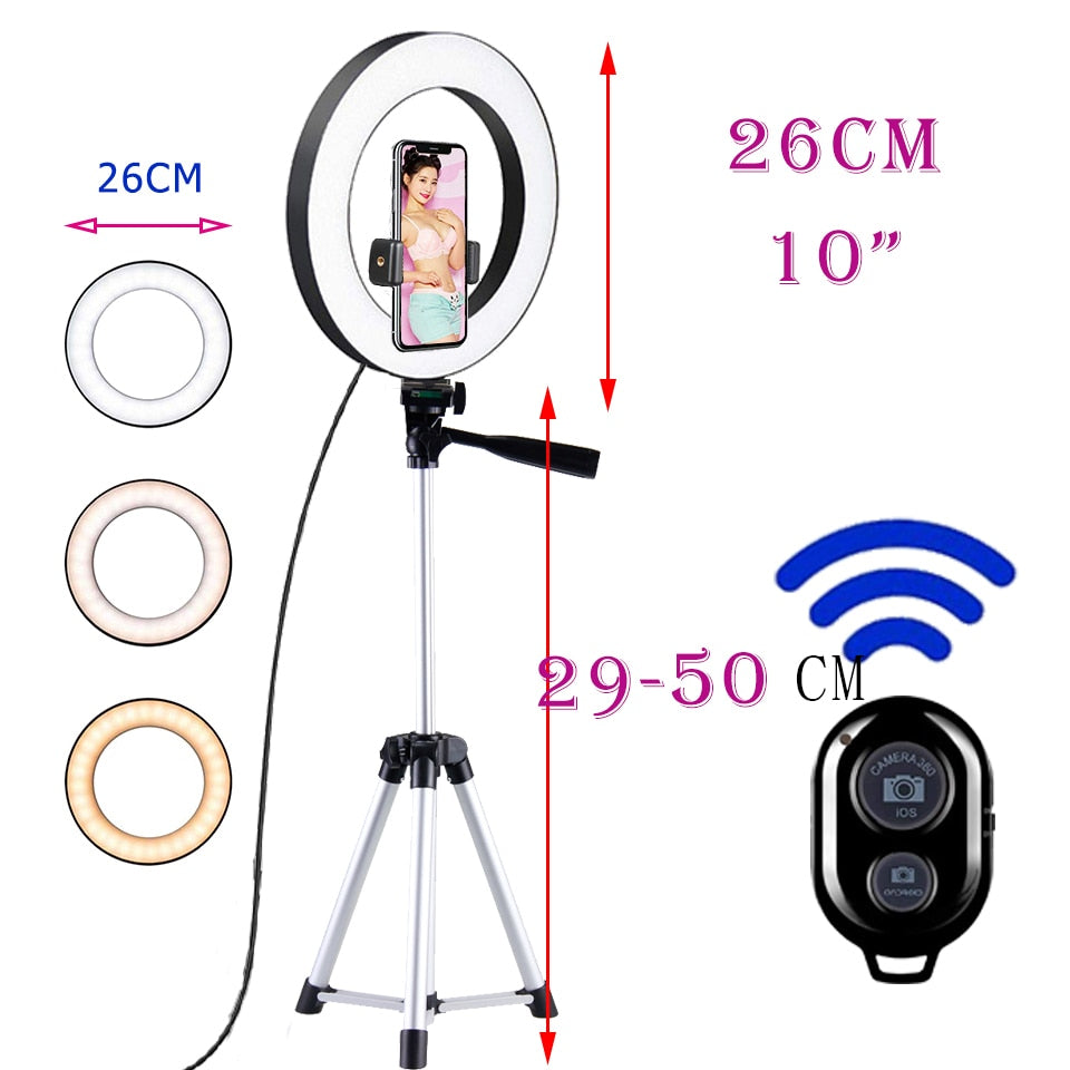 Selfie Ring Light - Bluetooth Remote & Tripod Holder