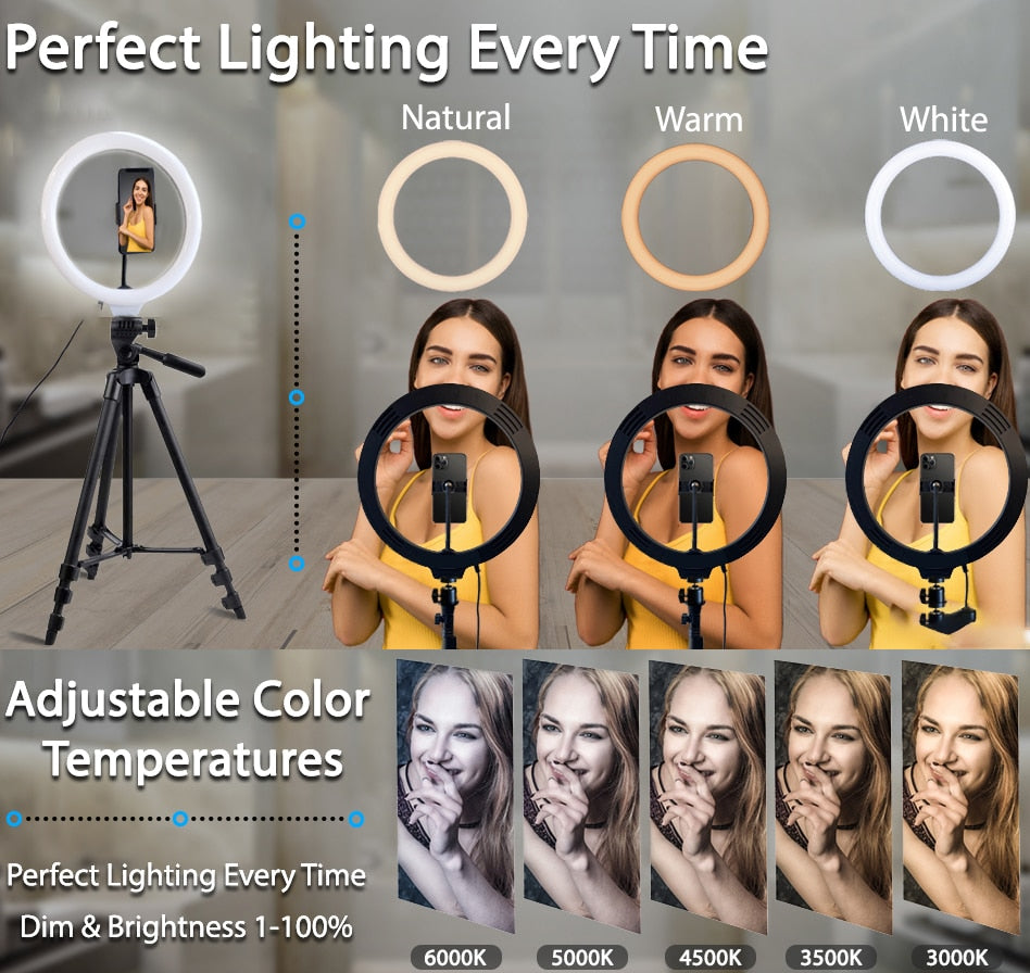 Selfie Ring Light - Bluetooth Remote & Tripod Holder